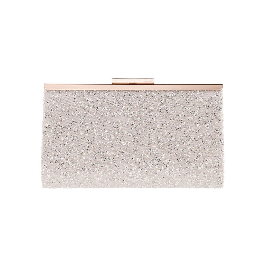 Nina Sparkling Ivory Lace Mesh Frame Clutch